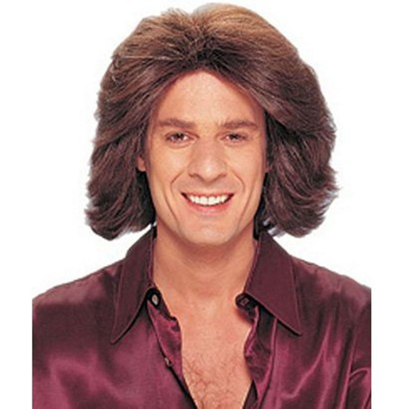 LW3047-1970's Feathered Men's Brown Wig