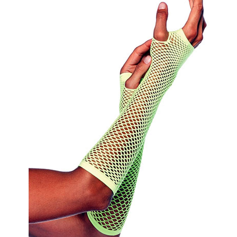 LG39032-Triangle Net Fingerless Gloves - Neon Green