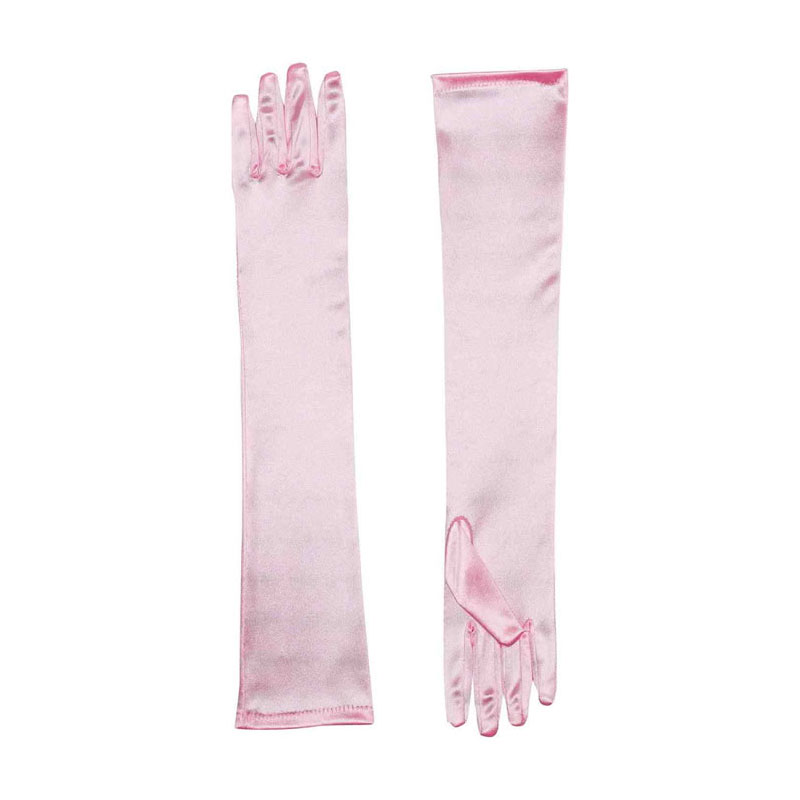 LG39020-Long Satin Gloves - Pink