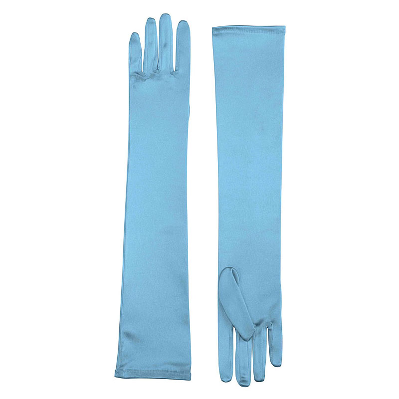 LG39019-Long Satin Gloves - Lt. Blue