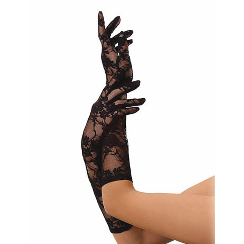 LG39018-Lace Glove - Long Black