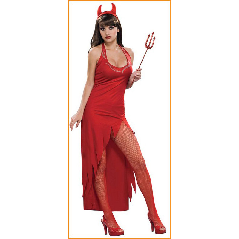 LAL1007 Rhinestone Devil Woman Halloween Costume