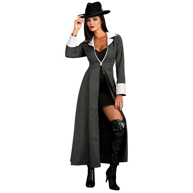 LAL1038 Women's Halloween Gangster Coat