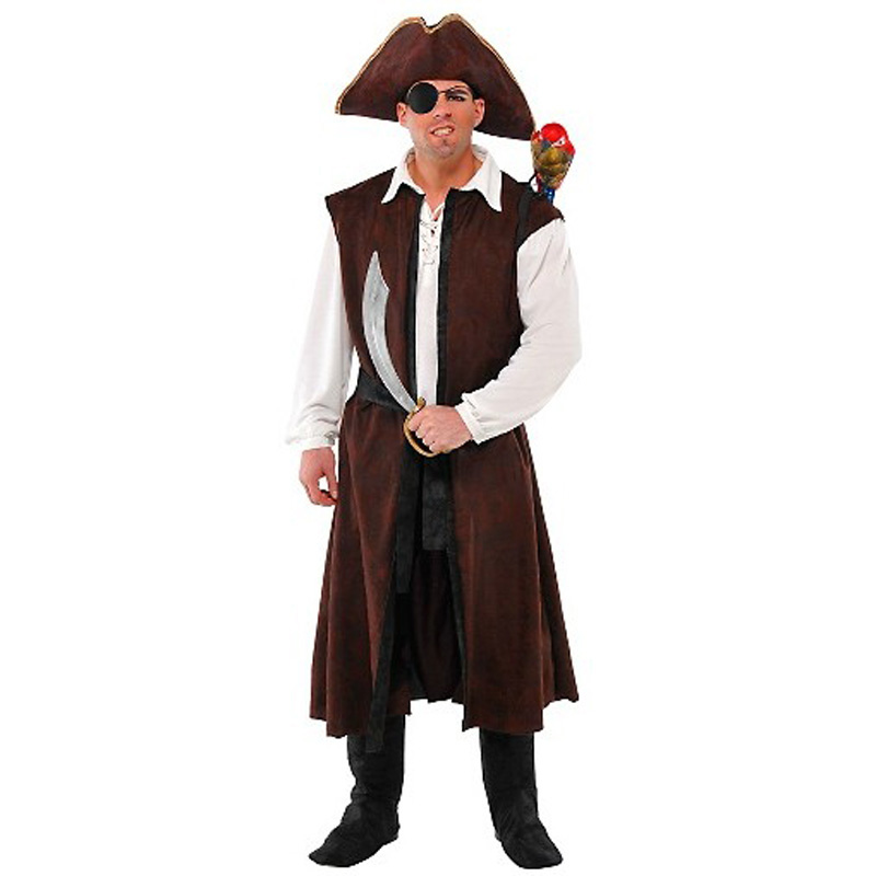 LAM171 Adult Long Brown Pirate Vest