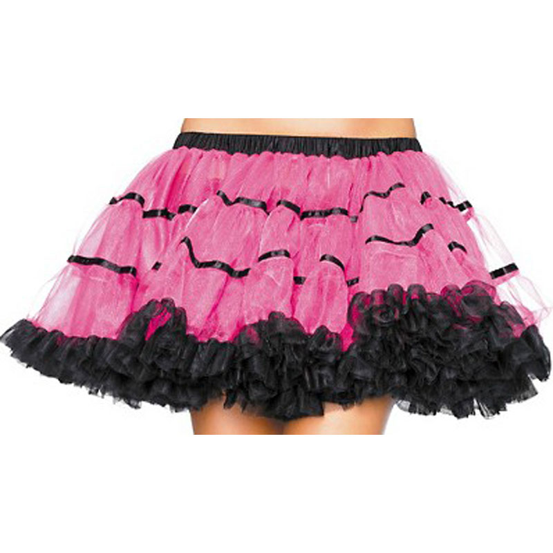 LAT003 Adult Black and Pink Tulle Petticoat