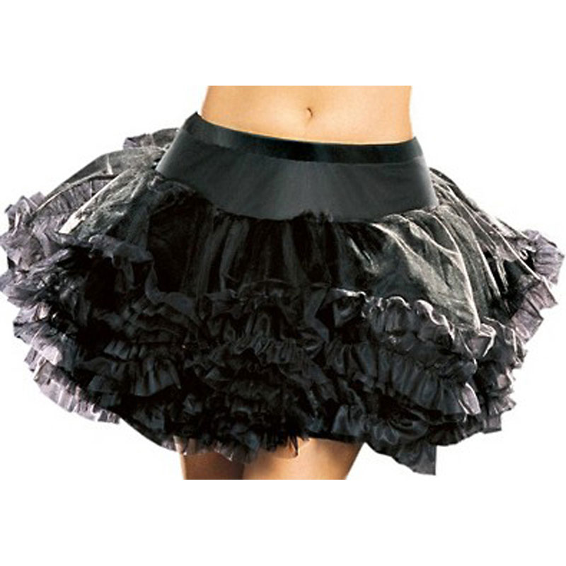 LAT010 Adult Black Ruffled Petticoat