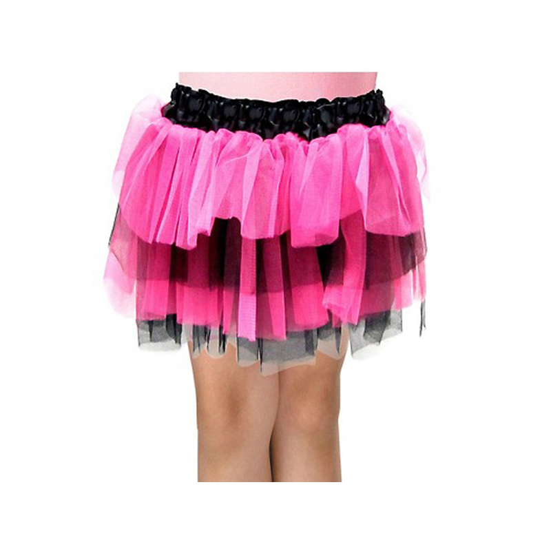 LCT016 Girls Fuchsia and Black Tulle Skirt