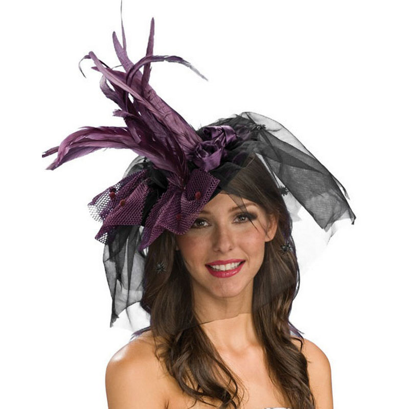 LH3127 Witch Hats Mini Witch Hat with Feathers and Veils
