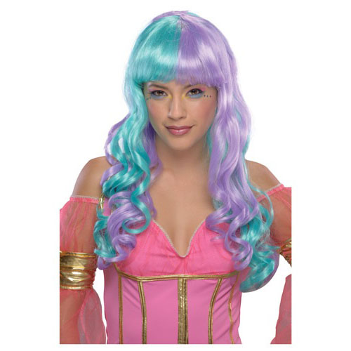 LW4205 child-green-and-purple-candy-fairy-wig