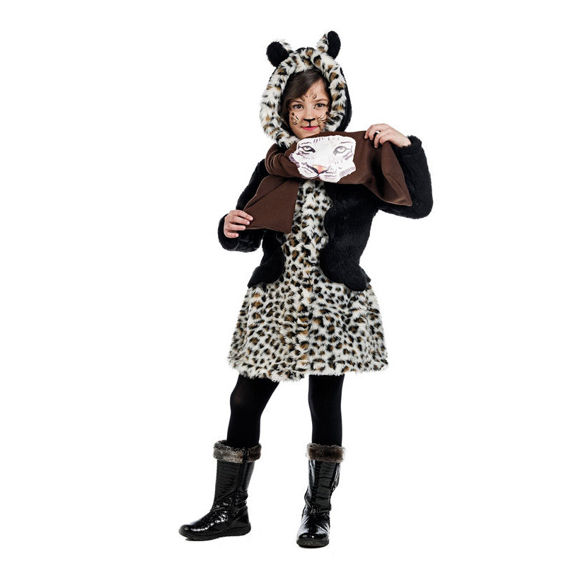 LKG6166 Leopard Children's Coat With Scarf